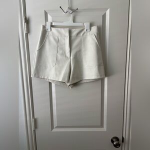 White/ Cream leather shorts